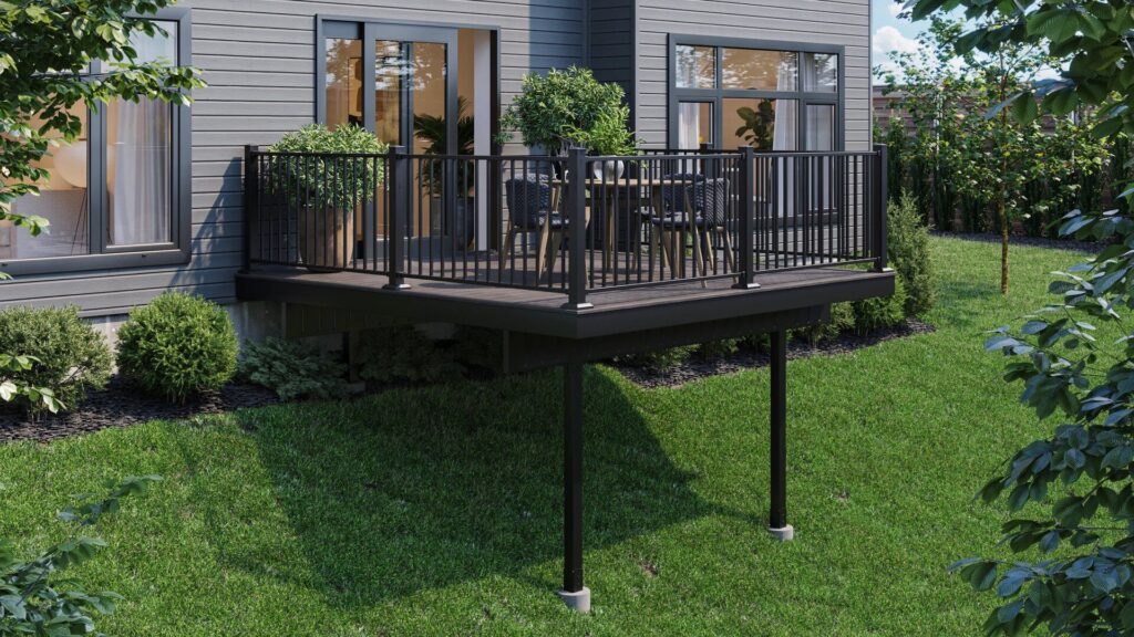a deck with steel framing