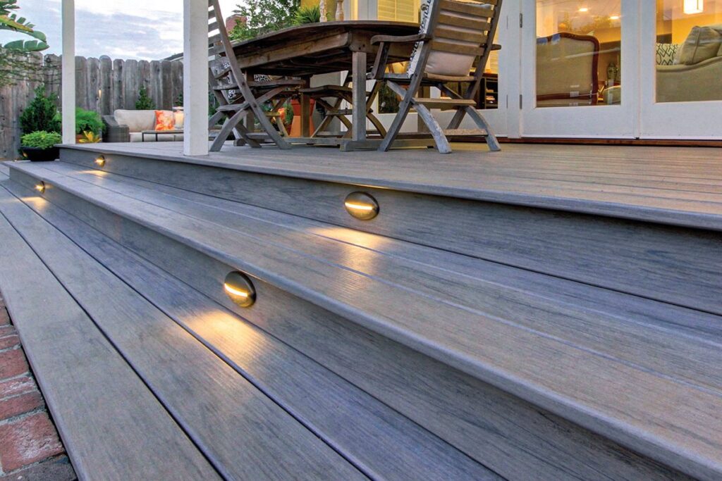 composite deck with lighting